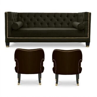 Chesterfield Sessel Schwarze xxl Big Textil Stoff Couchen Möbel Polster Garnitur