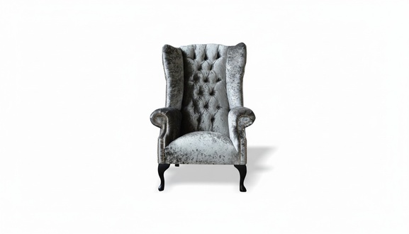Chesterfield Sessel Silber Textil Stoff Kreative Möbel Neu Ohrensessel Sofa Neu