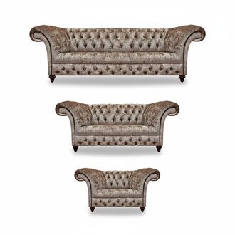 Chesterfield Set 3tlg Design Möbel Luxus Komplett Einrichtung Wohnzimmer Neu