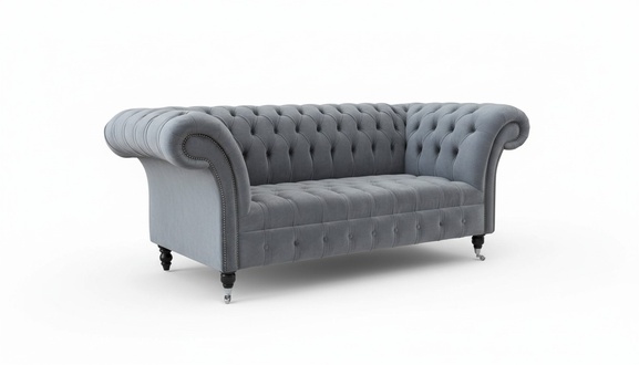Chesterfield Sofa 3 Sitzer Luxus Couch Wohnzimmer Sofas Grau Stoffsofa