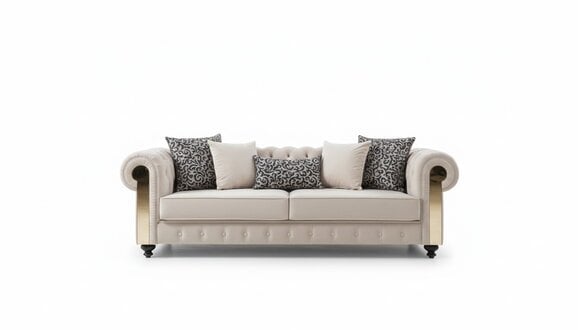 Chesterfield Sofa 3 Sitz Design Wohnzimmer Polster Holz Leder Moderne Luxus