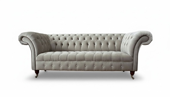 Chesterfield Sofa 3 Sitz Polster Couchen Sofas Couch Dreisitzer Grau Neu