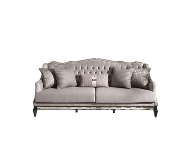 Chesterfield Sofa 3 Sitzer Stoffsofa Grau Dreisitzer Polstersofa Stoff