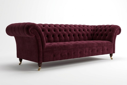 Chesterfield Sofa 3 Sitzer Stoff Couch Polster Sitz Sofas Textil 225cm Bordaux