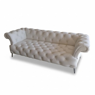Chesterfield Sofa 3 Sitzer Luxus Couch Kunstleder Sofas Weiß Ledersofa