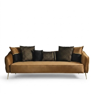 Chesterfield Sofa 4 Sitzer Sofas Stoff Polyester Gelb Neu