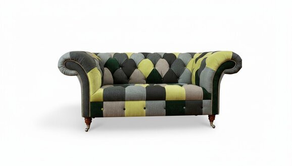 Chesterfield Sofa Couch Polster Sofas Klassischer 2 Sitzer Leder Textil Bunte
