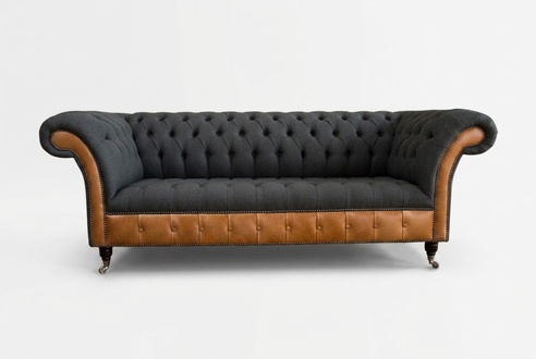 Chesterfield Sofa Couch Polster Design 3Sitzer Garnitur Sofas Dreisitzer Schwarz