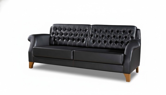 Chesterfield Sofa Design Couch Polster Möbel Dreisitzer xxl big Schwarz 227cm