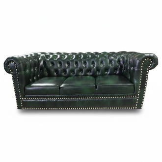 Chesterfield Sofa Dreisitzer Echtleder Couch Grün Ledersofa 230cm Möbel