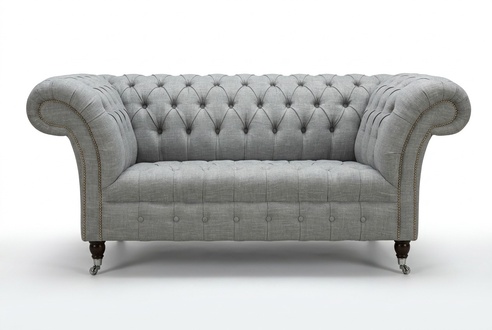 Chesterfield Sofa Fernseh Couch 2 Sitzer Luxus Textil Stoff Couchen Polster Neu