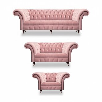 Chesterfield Sofa Set Polstermöbel 2x Sofas Neu Rosa Sessel Wohnzimmer