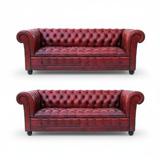 Chesterfield Sofagarnitur 3+3 Sitzer Couch Polster Garnituren Ledersofa