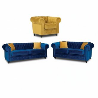 Chesterfield Sofagarnitur Couch Möbel Wohnzimmer Einrichtung 3+2+1 Sitzer