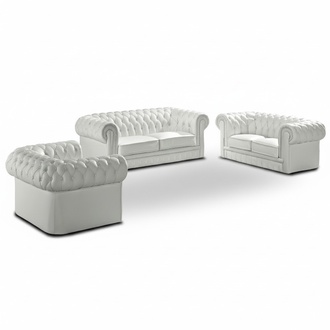 Chesterfield Sofagarnitur Couch Polster Leder Klassik 3+2+1 100% Leder Sofort