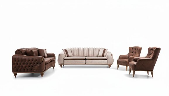 Chesterfield Sofagarnitur Couch Sitzpolster Sofa Couchen Möbel Textil