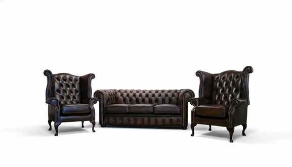 Chesterfield Sofagarnitur Leder Chesterfield Komplett Set 100% Leder Sofort