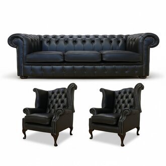 Chesterfield Sofagarnitur Leder Textil Chesterfield Komplett 100% Leder Sofort