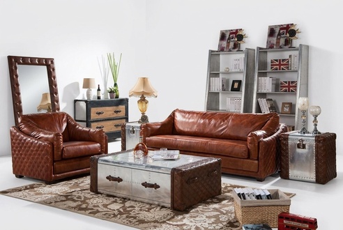 Chesterfield Sofagarnitur Polster Couch sitz Garnituren 2tlg. Set 31 Sitzer