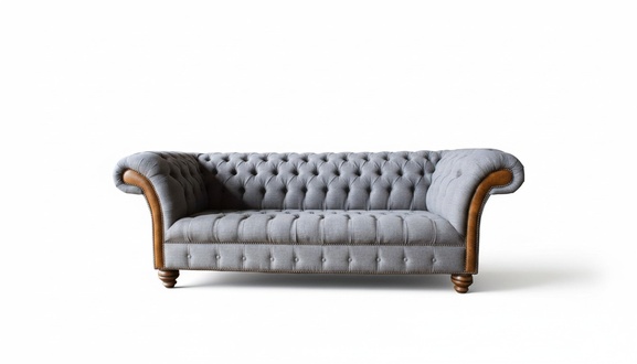 Chesterfield Stoffsofa Luxus Sofa Polster Couch Sitz Grau Textil Neu