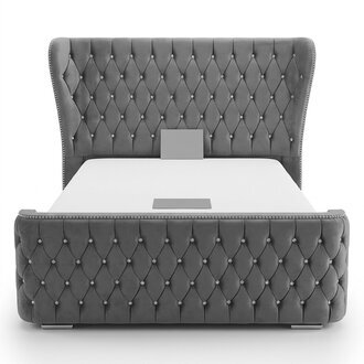 Chesterfield Textil Bett Schlafzimmer Doppel Betten Polster 140/160/180/200 cm