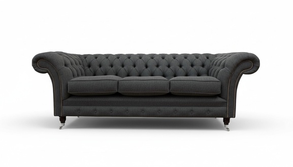 Chesterfield Textil Polster Design Sofa Luxus Couch Grau Sofa 3 Sitzer