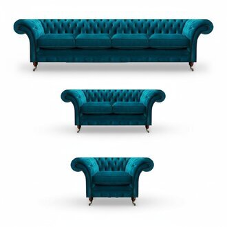 Chesterfield Türkis Designer Sofas Luxuriöse Wohnzimmer Stoff Couchen
