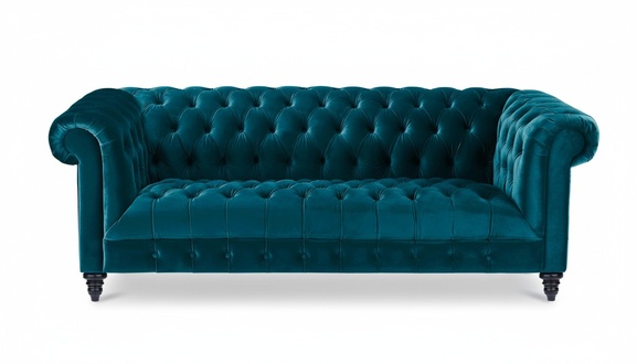 Chesterfield Turkis Samt Couch Luxus Polster Möbel Sofa mit Knöpfen Dreisitzer