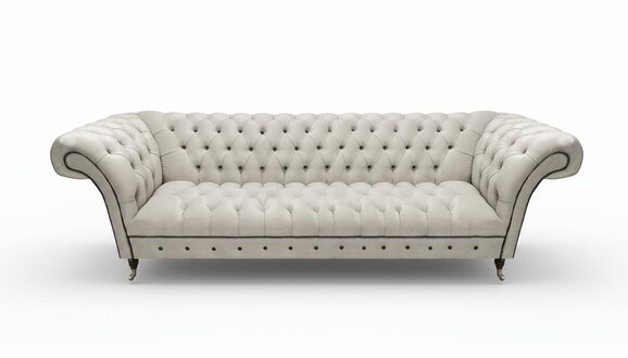 Chesterfield Weiße Ledercouch Wohnzimmer Sitzcouchen Luxus Polstermöbel
