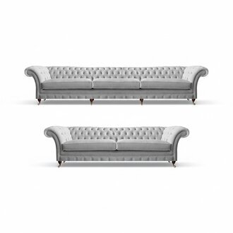Chesterfield Weiße Sofagarnitur Edle Polstercouchen Stoffsofas 2tlg Set