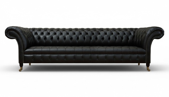 Chesterfield Wohnzimmer Sofa Viersitzer Couch Schwarz Designer Einrichtung
