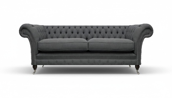 Chesterfield Wohnzimmer Sofa Zweisitzer Couch Grau Luxus Polstermöbel