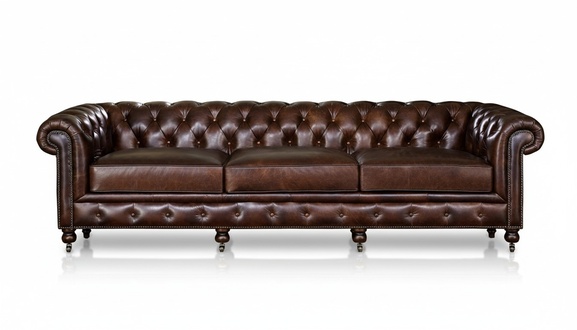 Chesterfield XXL Big Sofa Couchen Ledersofa Sofas Couch 3 Sitzer 210cm Braun Neu