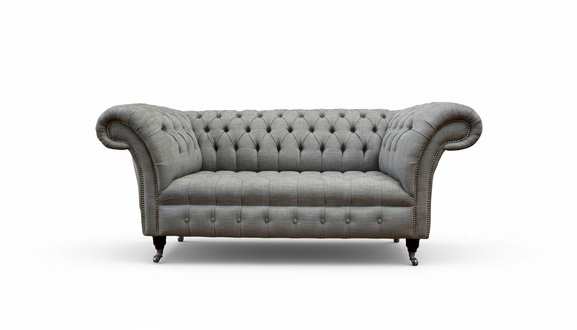 Chesterfield Zweisitzer Couch Polster Sofa Textil Couchen Stoff Luxus