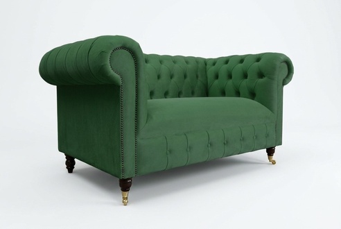 Chesterfield Zweisitzer Sofa Klassische Sofas Couch Ledersofa Couchen Stoff Neu