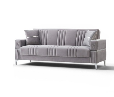 Couch Dreisitzer Polstersofa Design 3 Sitzer Stoffsofa Grau Sofa
