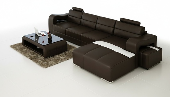 Couch Polster Garnitur Wohnlandschaft Design Ecksofa Leder Neu L Form