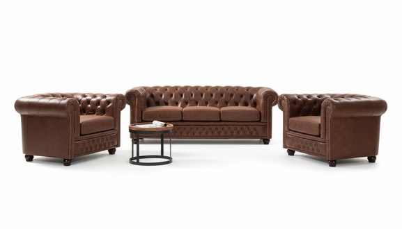 Couch Polster Sofa Textil Chesterfield Couchen Garnitur 3 Sitzer Dreisitzer