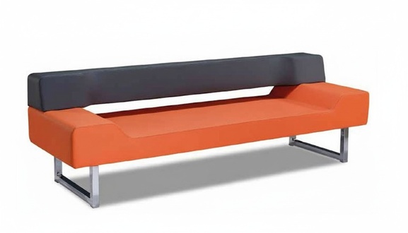 Couch Sofa 3 Sitz Orange Dreisitzer Leder Polstersofa Möbel Wartezimmer Bank