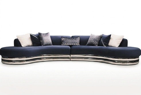 Couch Sofa 5 Sitzer Polstersofa Großes Stoffsofa Blau Moderne Design