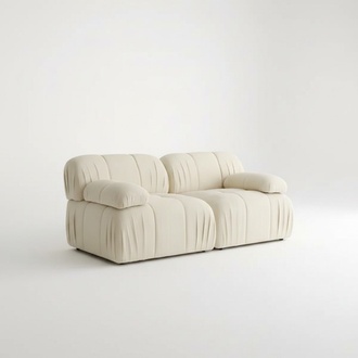 Couch Zweisitzer Sofa 2 Sitzer Polstersofa Beige Stoffsofa Moderne