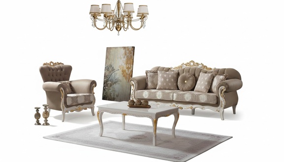 Couchgarnitur Sofagarnitur Polstersofa Stoffsofa Dreisitzer Braun Set Sofa