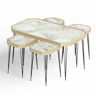 Couchtisch aus Holz in Beige modern eleganter Wohnstil