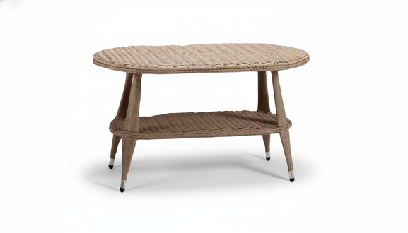 Couchtisch Beige Luxus Möbel Patio Design Rattan Oval Modern Hochwertig Möb