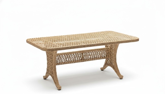 Couchtisch Beige Luxus Rattan Moderner Design stilvoll Kaffeetisch Hochwertig