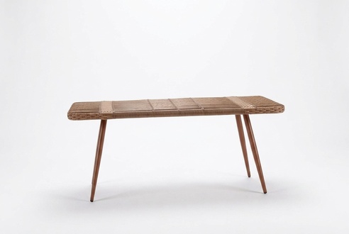 Couchtisch Beige Luxus Rattan Moderner Design Kaffeetisch stilvoll Hochwertig