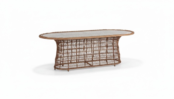 Couchtisch Braun Luxus Moderner Design Kaffeetisch Hochwertig Rattan Beistell