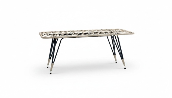 Couchtisch Grau Luxus Rattan Moderner Design stilvoll Kaffeetisch Hochwertig