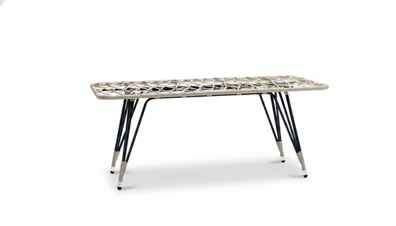 Couchtisch Hochwertig Luxus Rattan Grau Moderner Kaffeetisch Beistell Design