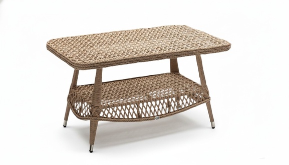 Couchtisch Luxus Kaffeetisch Modern Sofatisch Beistelltisch Rattan Beige